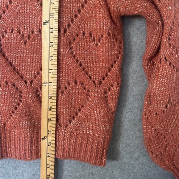 Molly Bracken OPENWORK POINTELLE KNIT AND LUREX SWEATER  XL Terracotta - Picture 7 of 10